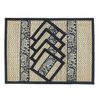 Thai Tabla Set Posavasos Lugar Set 8 Piezas Bast con Elefante Patrón Negro