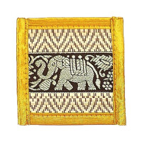 Thai Table Set Coasters Place Set 8 Piece Bast with Elephant Pattern Gold