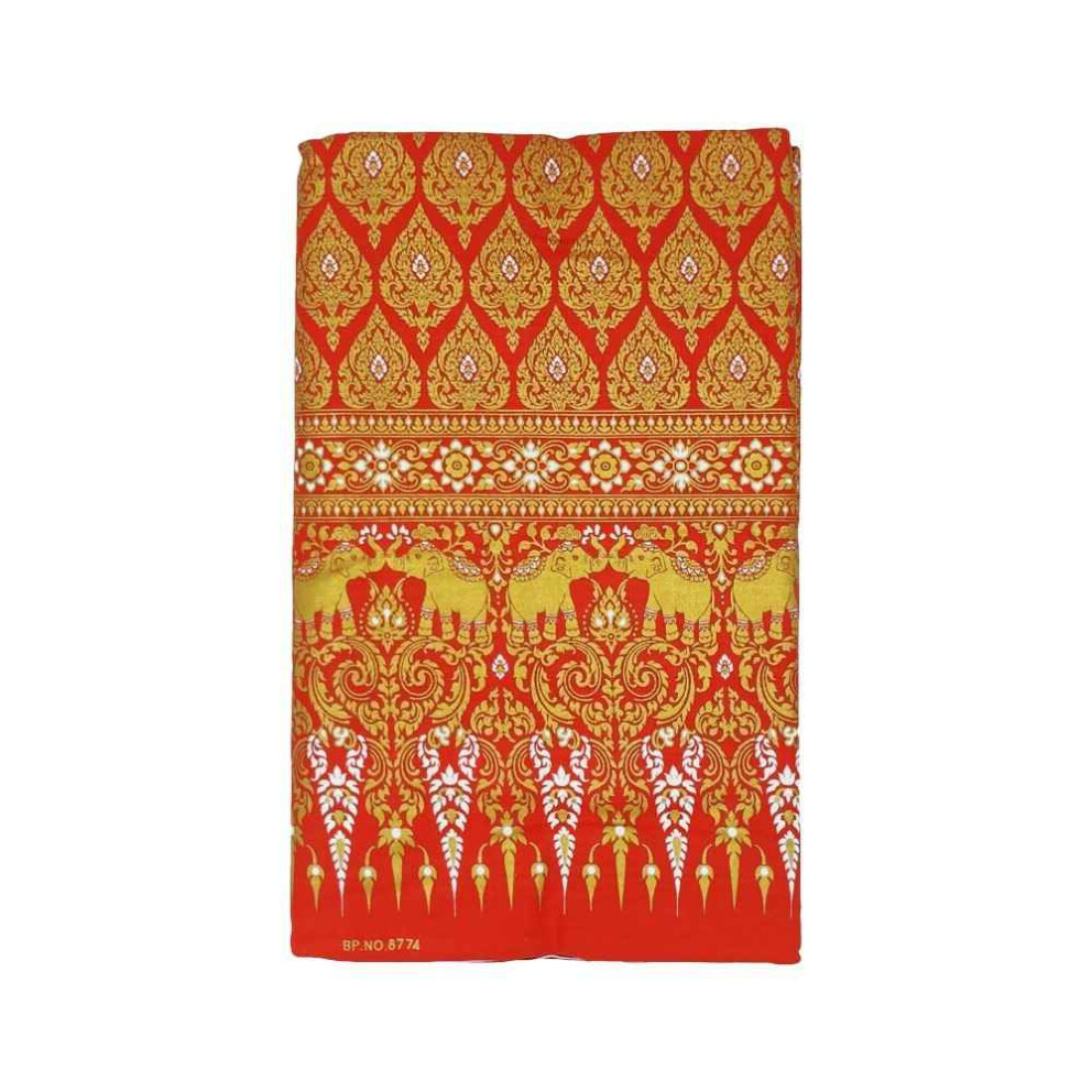 Thai Cloth Fabric Sarong - Thai Siam Elefants Premium Red