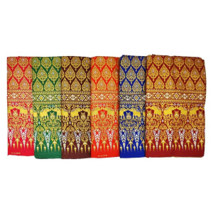 Thai Cloth Fabric Sarong - Thai Siam Elefants Premium Red