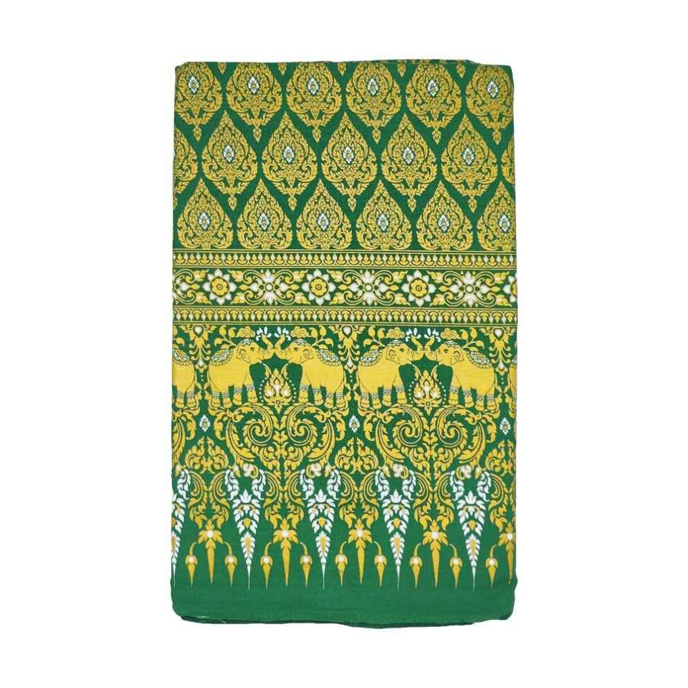 Sarong en tissu thaïlandais - Siam Éléphants Premium Vert