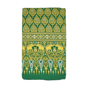 Thai Cloth Fabric Sarong - Thai Siam Elefants Premium Green