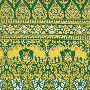Sarong Betttuch Überwurf - Thai Siam Elefanten Premium Grün