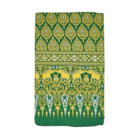 Sarong en tissu thaïlandais - Siam Éléphants Premium Vert