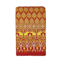 Thai Cloth Fabric Sarong - Thai Siam Elefants Premium Bordeaux red