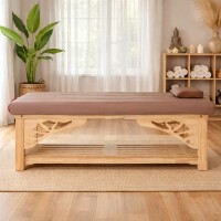 Stacjonarne Łóżko do Masażu Tajskiego z Drewna Dębowego, Długość 200 cm (Szerokość: 80 / 100 / 120 cm)