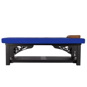 Stationary Thai Massage Bed Solid Oak Wood, 200 x 120 cm – Black