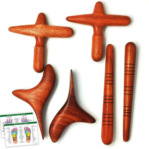 Set di legno per massaggi (8 pezzi): 2x bastone da...