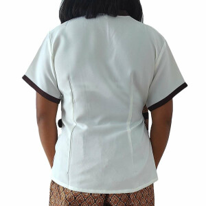 blouse / chemise crème-blanc marron avec motif thaïlandais