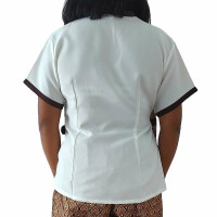 blouse / chemise crème-blanc marron avec motif thaïlandais