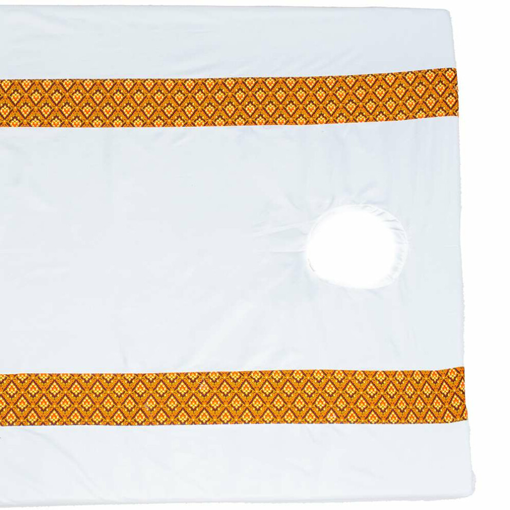 Fitted Bed Sheet Thai Sarong White with Face Hole 80 cm