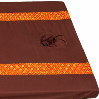 Fitted Bed Sheet Thai Sarong Brown with Face Hole