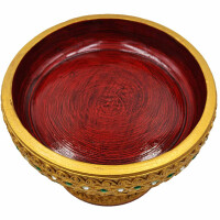 Bandeja Sacrificial de Madera para Parafernalia de Masaje Ø 20,5cm 14cm Alto Rojo