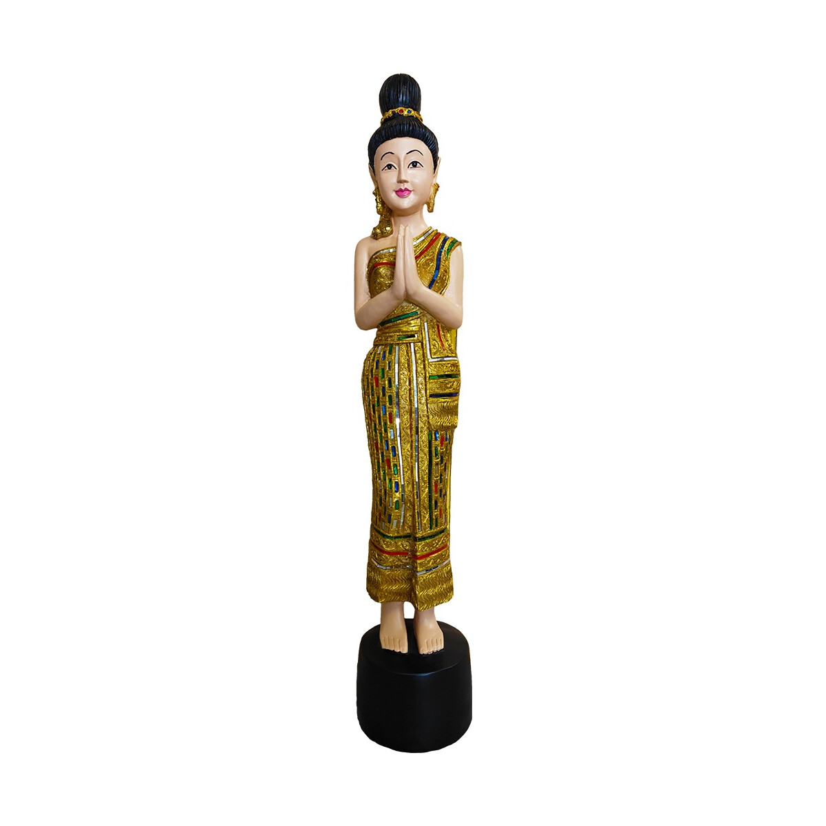 Thai Sawasdee Lady statua figura in oro realizzata in...