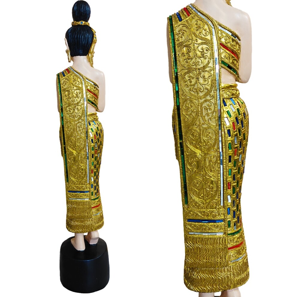 タイのサワディー　挨拶フィギュア　手彫り Sawadee Lady – Authentic Thai Welcome Figurine & Decor