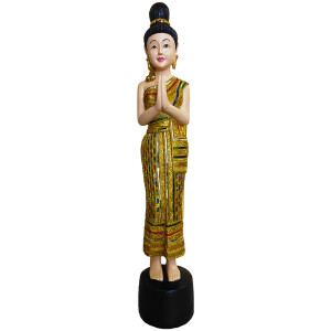 Thai Sawasdee Lady statua figura in oro realizzata in...