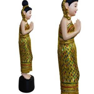 Thai Sawasdee Lady statua figura in oro realizzata in resina 88cm