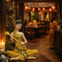 Figurine de Musicienne Thaïlandaise avec Phin