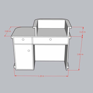 Rezeption Theke aus Holz mit Rattangeflecht