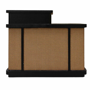 Rezeption Theke aus Holz mit Rattangeflecht