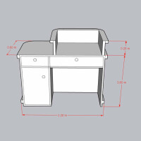 Rezeption Theke aus Holz mit Rattangeflecht