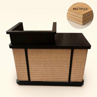 Rezeption Theke aus Holz mit Rattangeflecht