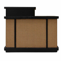 Rezeption Theke aus Holz mit Rattangeflecht