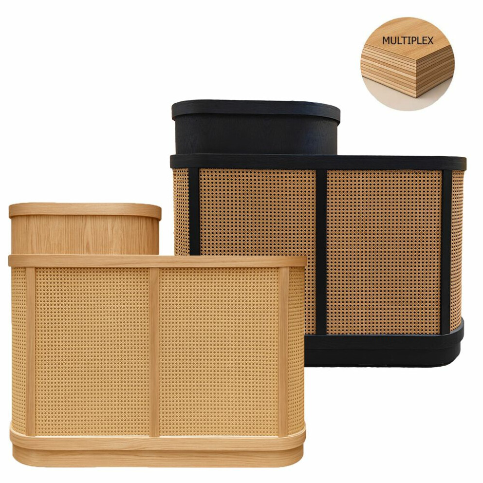 Comptoir daccueil en bois et rotin - Largeur 120 - 160 cm