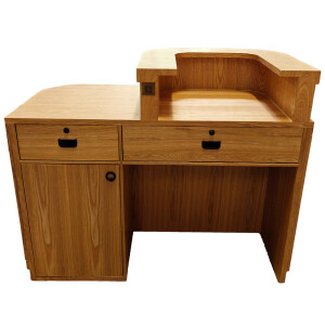 Comptoir daccueil en bois et rotin - Largeur 120 - 160 cm