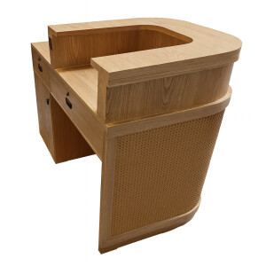 Comptoir daccueil en bois et rotin - Largeur 120 - 160 cm