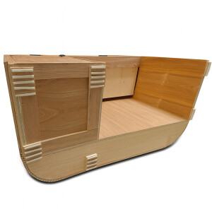 Comptoir daccueil en bois et rotin - Largeur 120 - 160 cm