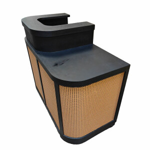 Comptoir daccueil en bois et rotin - Largeur 120 - 160 cm