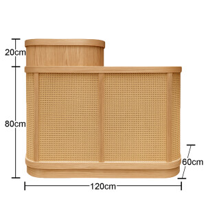 Comptoir daccueil en bois et rotin - Largeur 120 - 160 cm