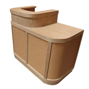 Comptoir daccueil en bois et rotin - Largeur 120 - 160 cm