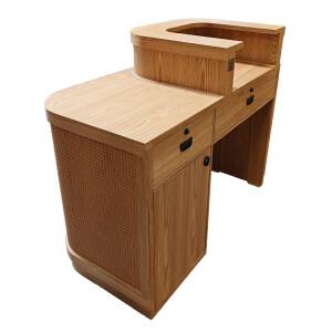 Comptoir daccueil en bois et rotin - Largeur 120 - 160 cm