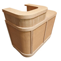 Comptoir daccueil en bois et rotin - Largeur 120 - 160 cm