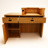 Comptoir daccueil en bois et rotin - Largeur 120 - 160 cm