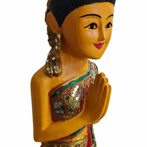 Thai Sawasdee Lady statua figura in oro realizzata in resina 88cm