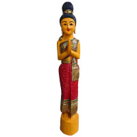 Thai Sawasdee Lady statua figura in oro realizzata in resina 88cm