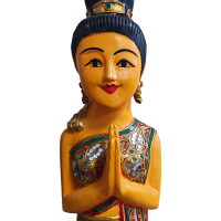 Thai Sawasdee Lady statua figura in oro realizzata in resina 88cm
