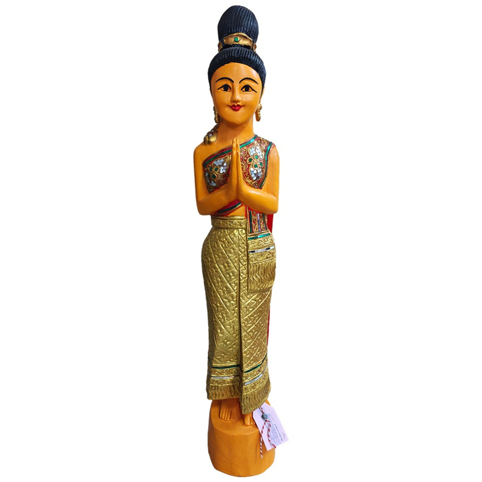 Statue thaïlandaise Sawasdee Lady - 104 cm or
