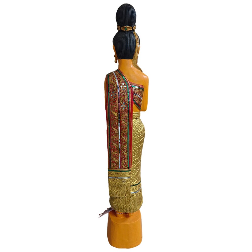 Original Thai Sawasdee Lady Statue gold – Hand-Carved in Chiang Mai