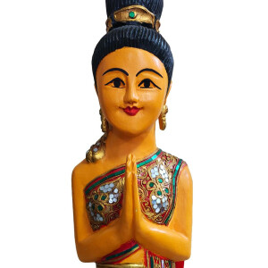 Statue thaïlandaise Sawasdee Lady - 104 cm or