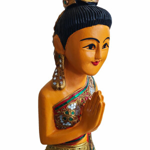 Statue thaïlandaise Sawasdee Lady - 104 cm or