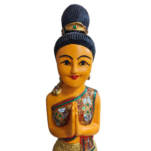 Statue thaïlandaise Sawasdee Lady - 104 cm or