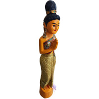 Statue thaïlandaise Sawasdee Lady - 104 cm or