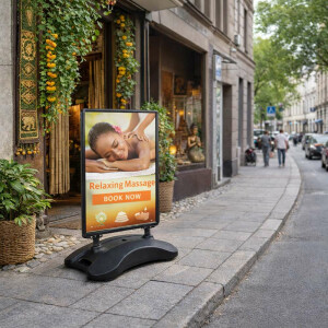 Cavalletto pubblicitario A1 resistente al vento – Espositore bifacciale da esterno