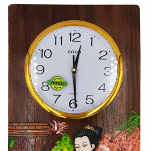 Reloj de pared de madera de teca con cuadro de masaje tailandés