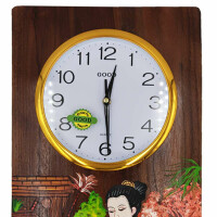 Reloj de pared de madera de teca con cuadro de masaje tailandés