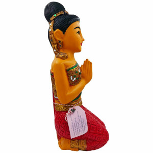 Tajska figurka Sawasdee Lady klęcząca – 51 cm, czerwona
